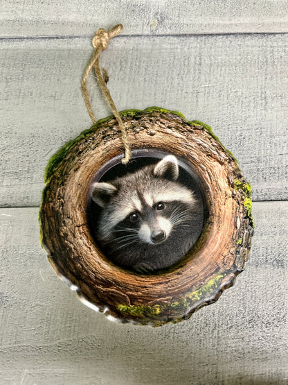 5.25 Inch Raccoon In A Tree Metal Sign