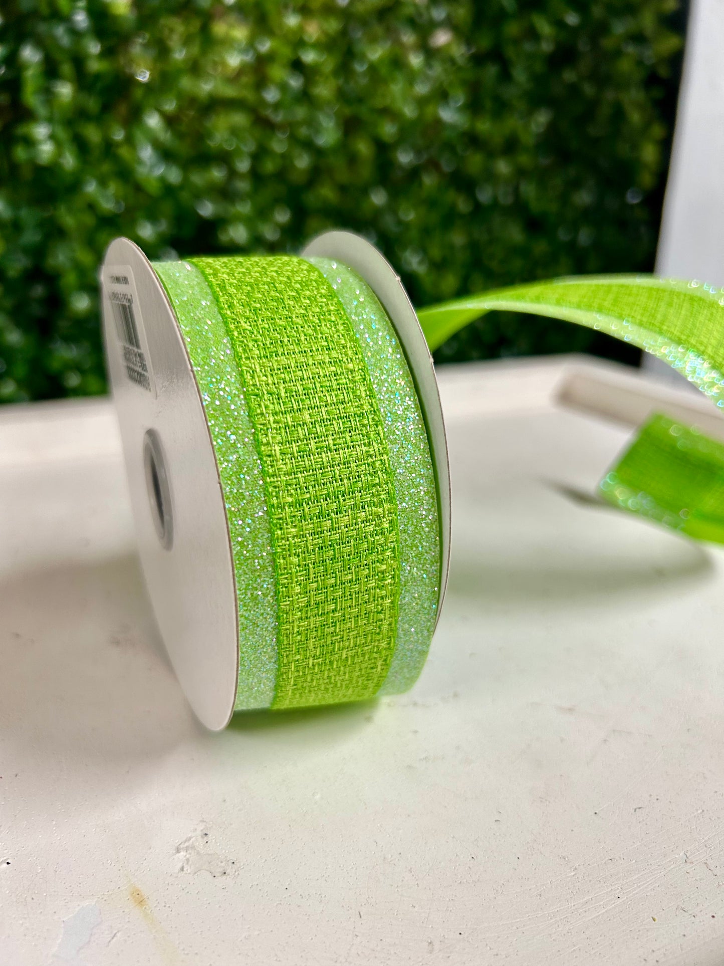 1.5 Inch By 10 Yard Green Iridescent Cross Royal Burlap Glitter Ribbon