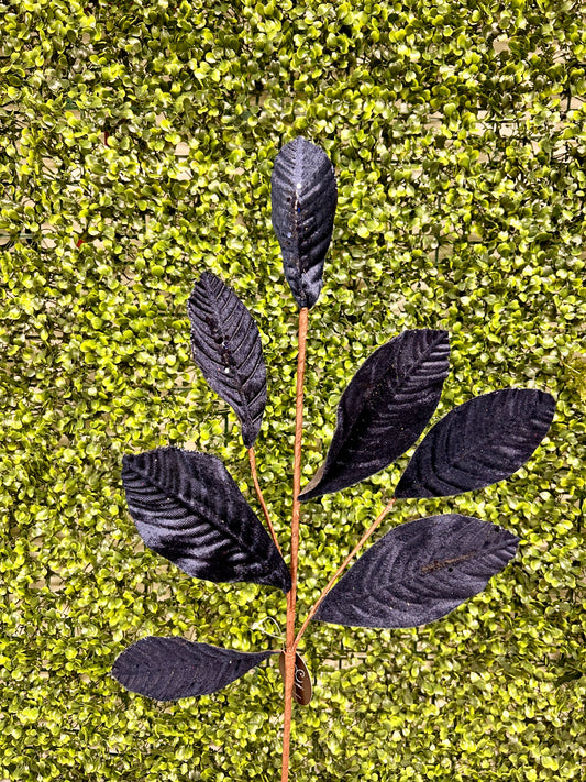 26 Inch Navy Velvet Sequin Magnolia Leaf Spray