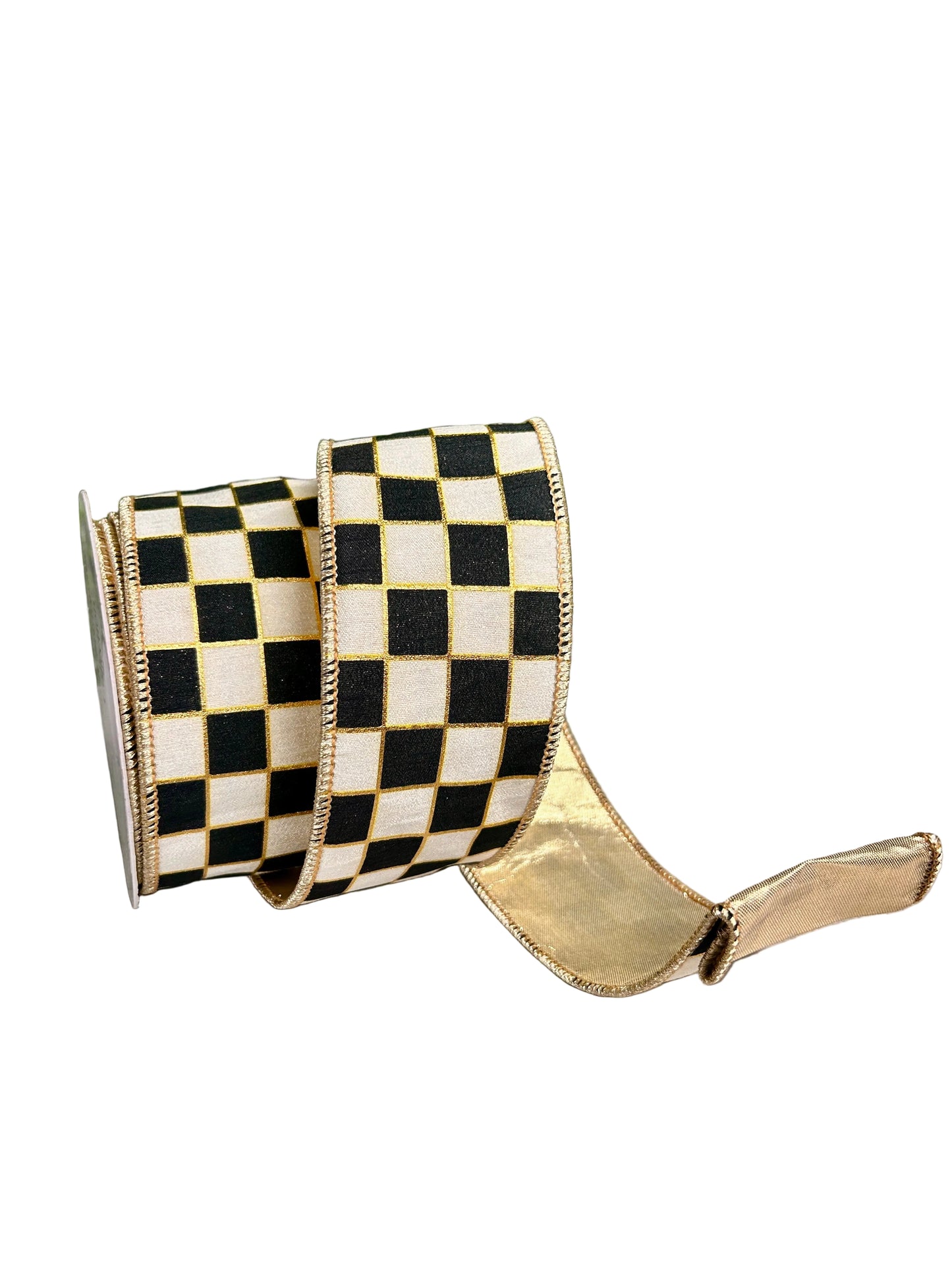 David Christopher 2.5 Inch By 10 Yard Classy Checks With Gold Backing Ribbon