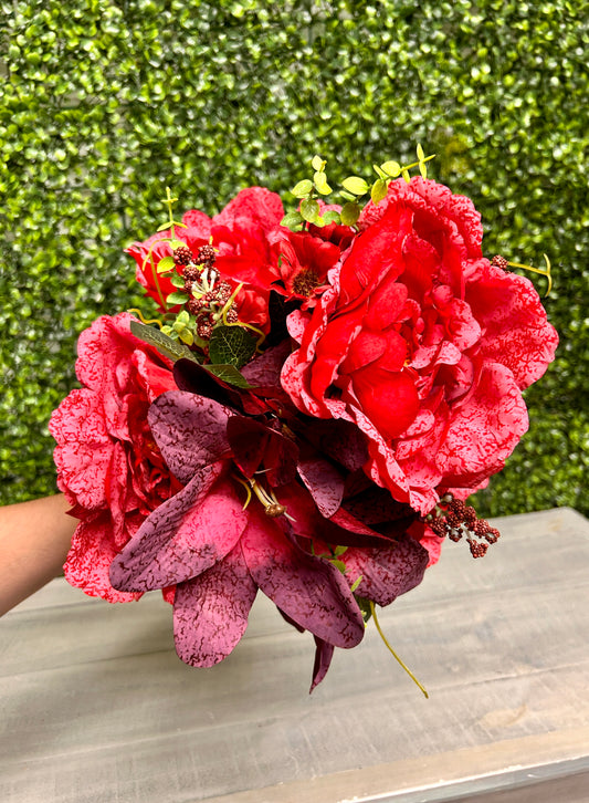 23 Inch Red Peony And Lily Mixed Bush