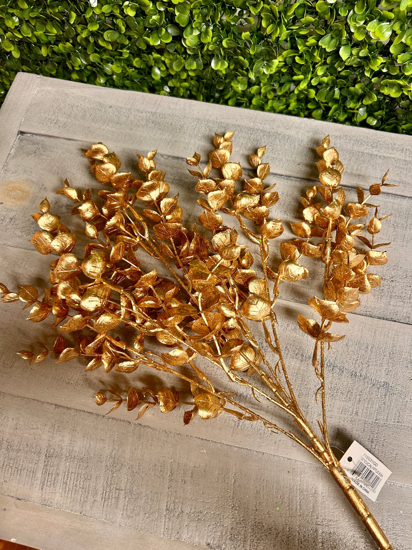 18 Inch Gold Eucalyptus Bush