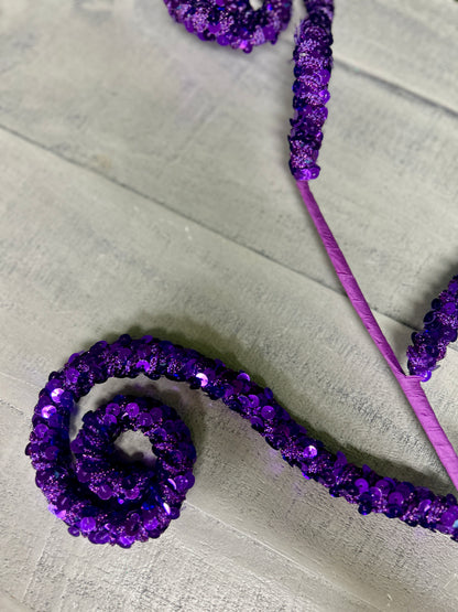 27 Inch Purple Sequin Lace Coil Spray