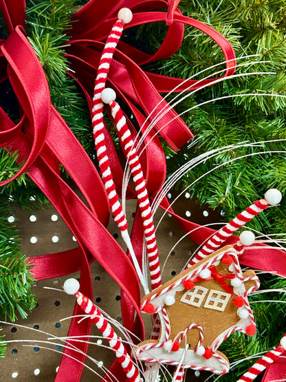 33 Inch Gingerbread House Chenille And Spike Spray