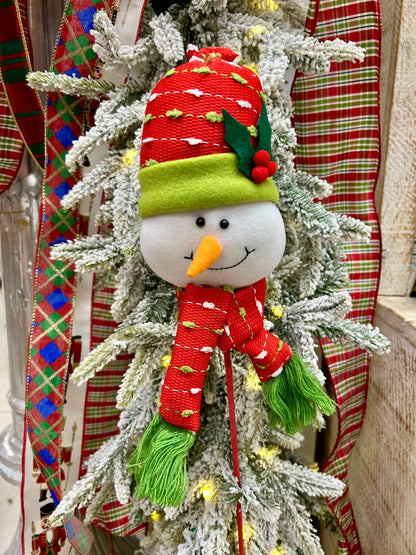 25 Inch Red Lime Green And White Snowman Head Pick