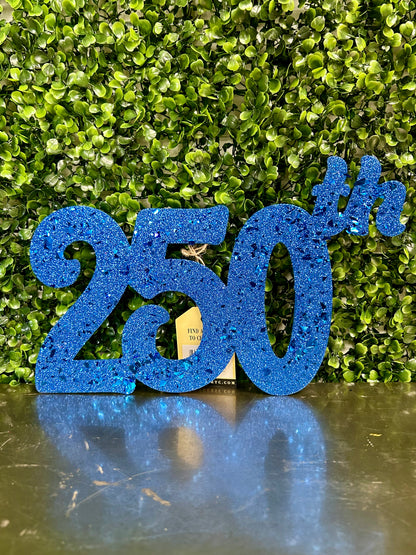 Set Of 2 All Glitter Americas 250th Birthday Metal Sign Stake
