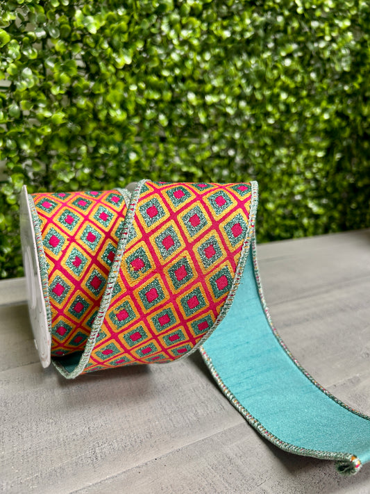 David Christopher 2.5 Inch By 10 Yard Dancing Diamonds Pattern Ribbon
