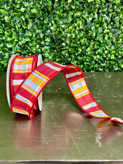 David Christopher 1.5 Inch By 10 Yard Smooth Summer Plaid Ribbon