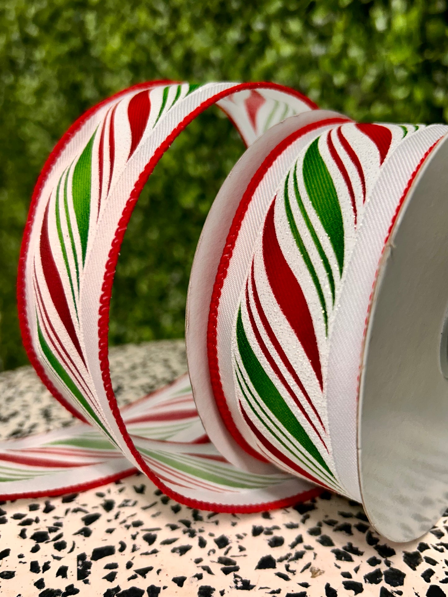 1.5 Inch By 10 Yard Red White And Green Peppermint Twist Ribbon