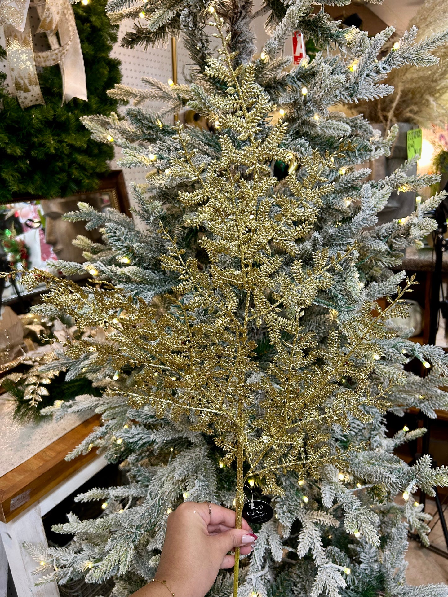 29 Inch Gold Glittered Fern Spray