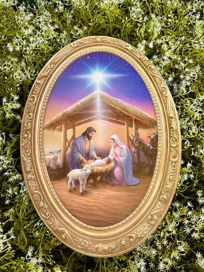 13 Inch Tan And Brown Holy Family Nativity Wood Sign