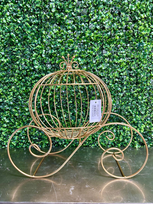 15.5 Inch Gold Wire Pumpkin Coach