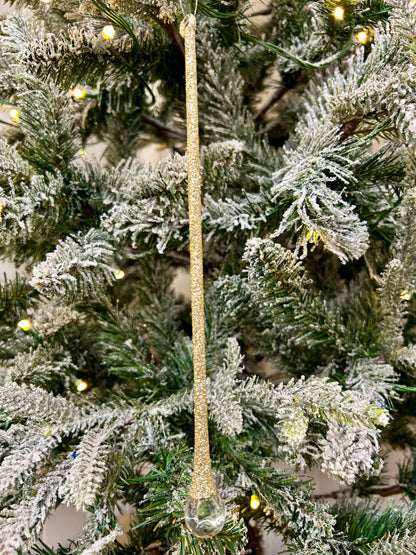 9.5 Inch Glass Champagne Glitter Drop Ornament