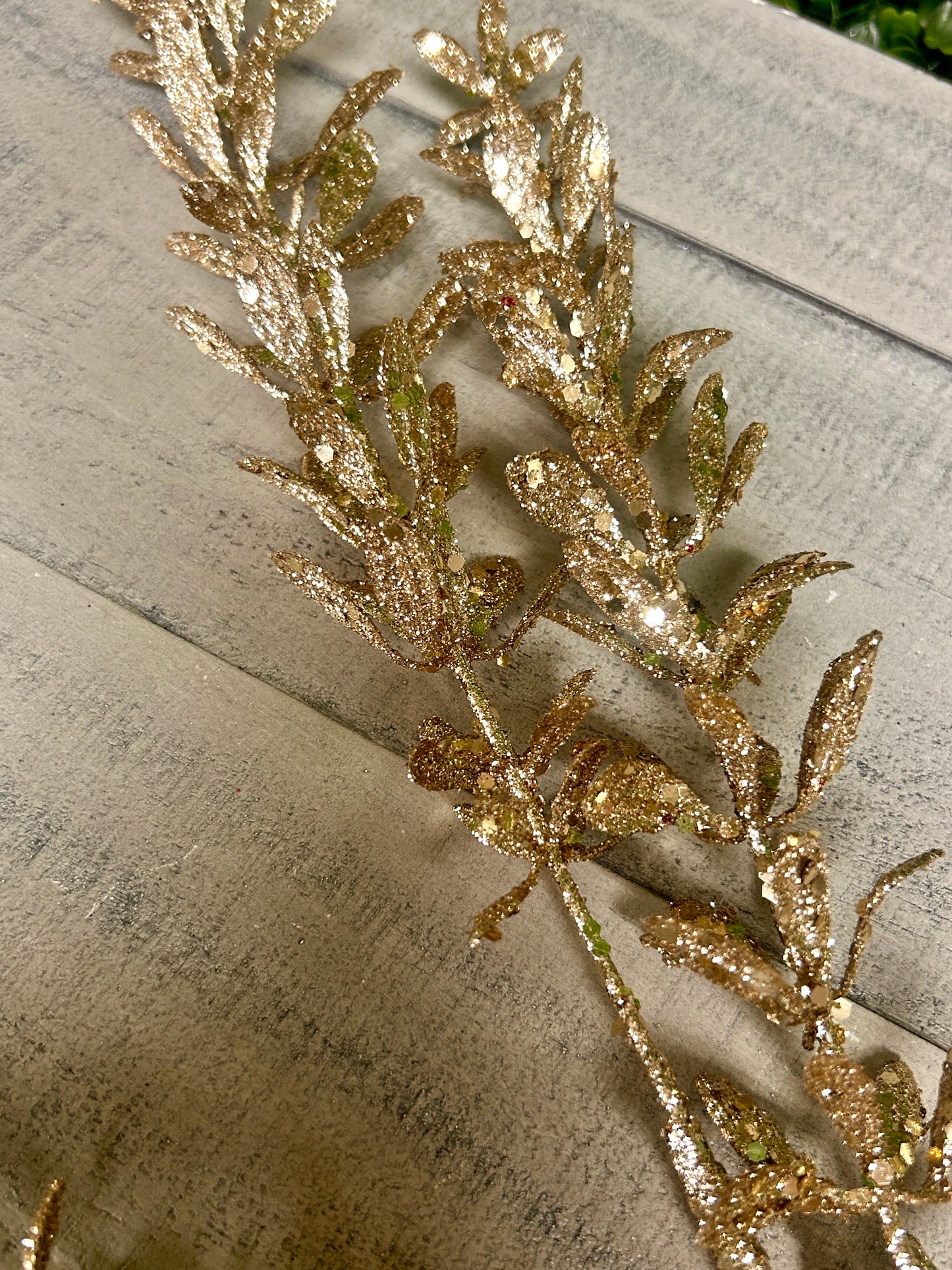 28.5 Inch Champagne Glittered Rosemary Spray