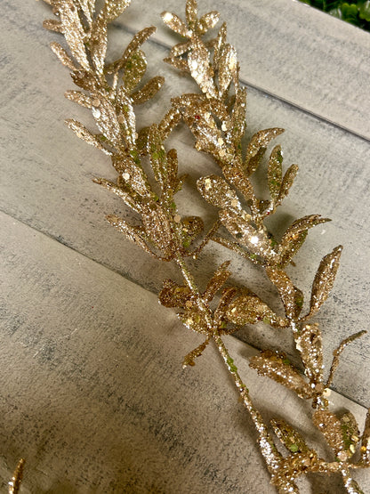 28.5 Inch Champagne Glittered Rosemary Spray