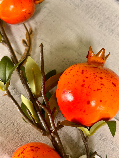 23 Inch Orange Pomegranate Stem