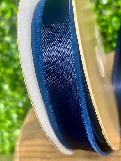 7/8 Inch By 10 Yard Navy Blue Satin Fused Ribbon