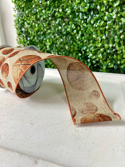 2.5 Inch By 10 Yard Vintage Basketball Ribbon