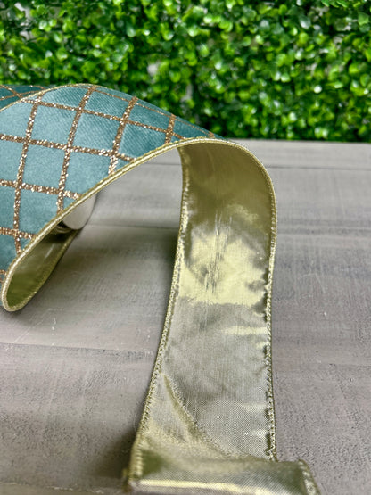 David Christopher's 2.5 Inch By 10 Yard Soft Robins Egg Champagne Glitter Diamond Ribbon