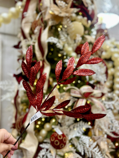 26 Inch Burgundy Metallic Bay Leaf Spray