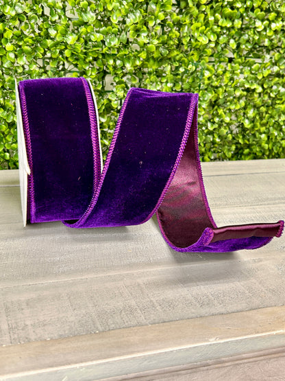 2.5 Inch By 10 Yard Purple Deluxe Velvet With Satin Backing Ribbon