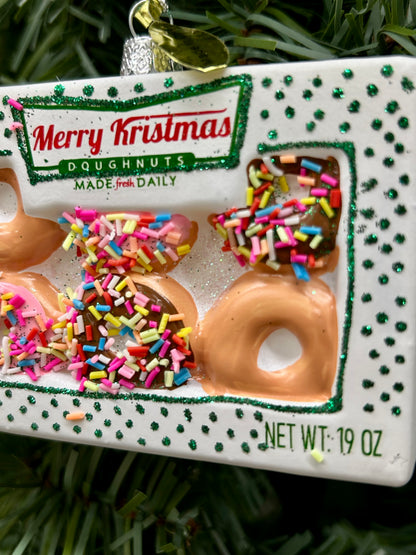 4 Inch Merry Kristmas Doughnuts Glass Ornament