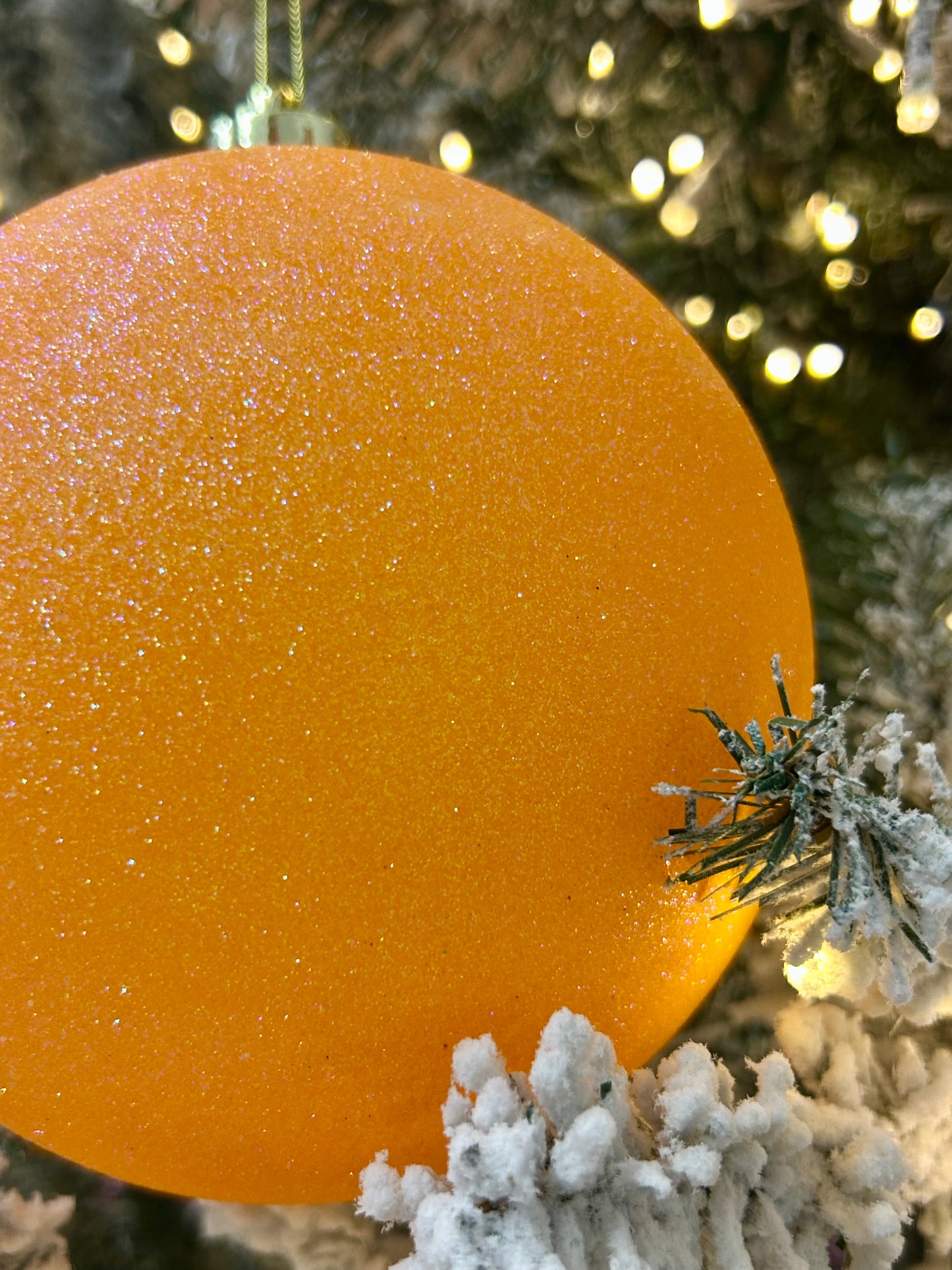 6 Inch Orange Glittered Ball Ornament