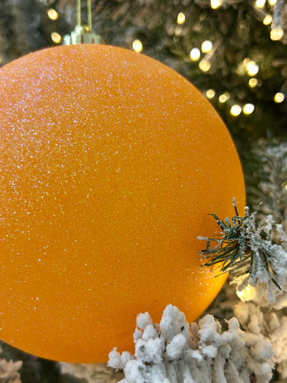6 Inch Orange Glittered Ball Ornament