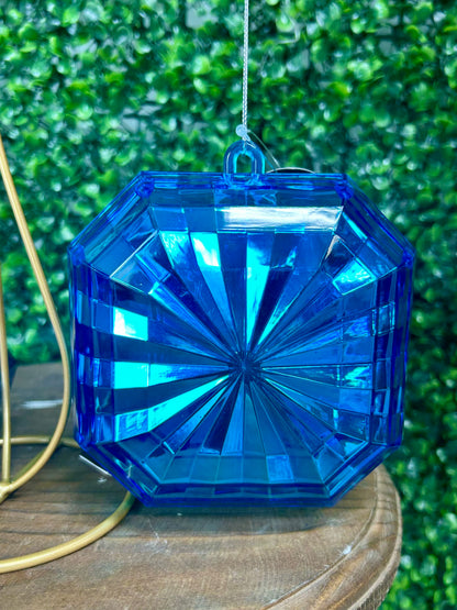 5 Inch Blue Acrylic Square Diamond Ornament
