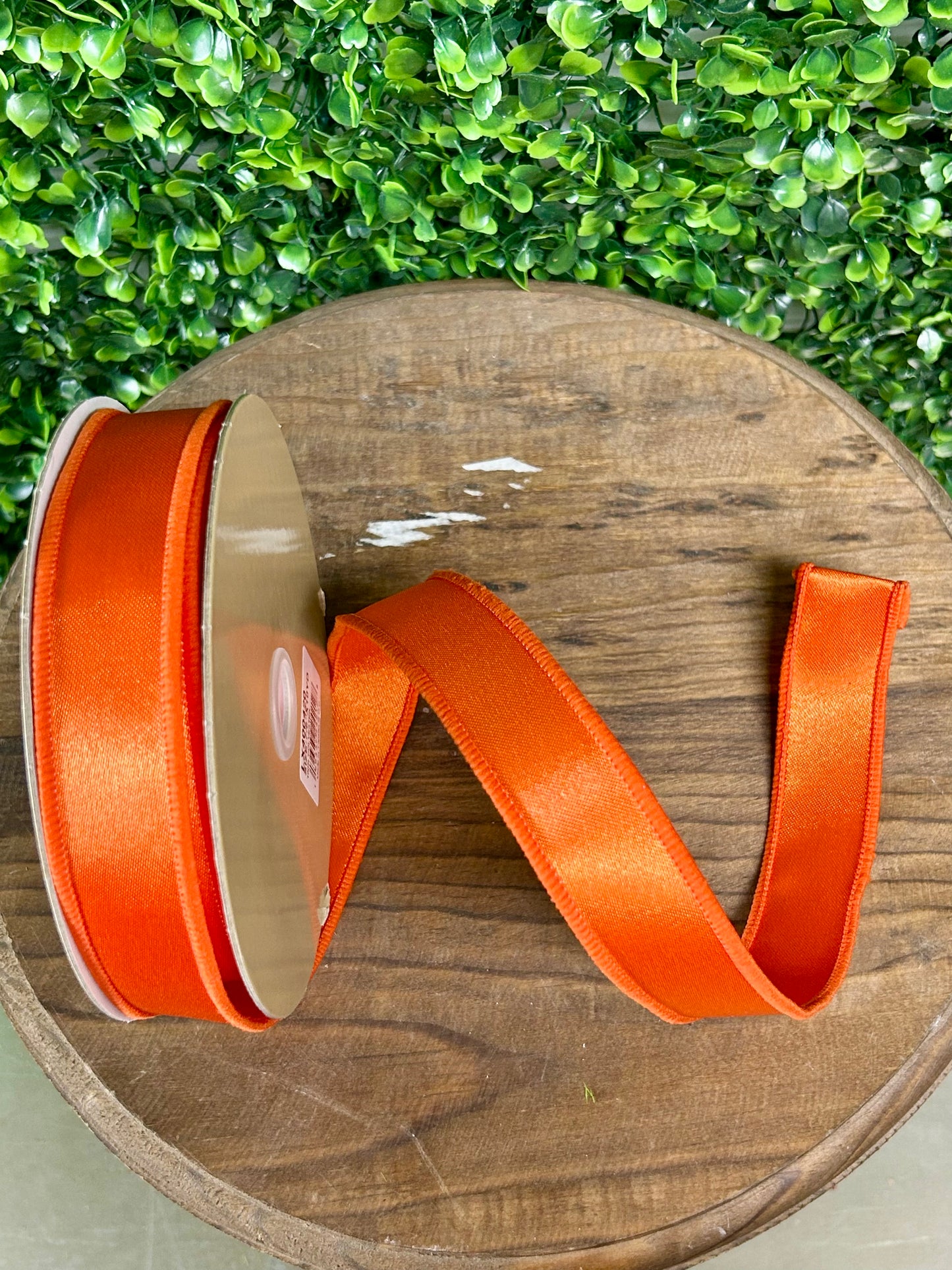 7/8 Inch By 10 Yard Orange Satin Fused Ribbon