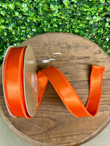 7/8 Inch By 10 Yard Orange Satin Fused Ribbon