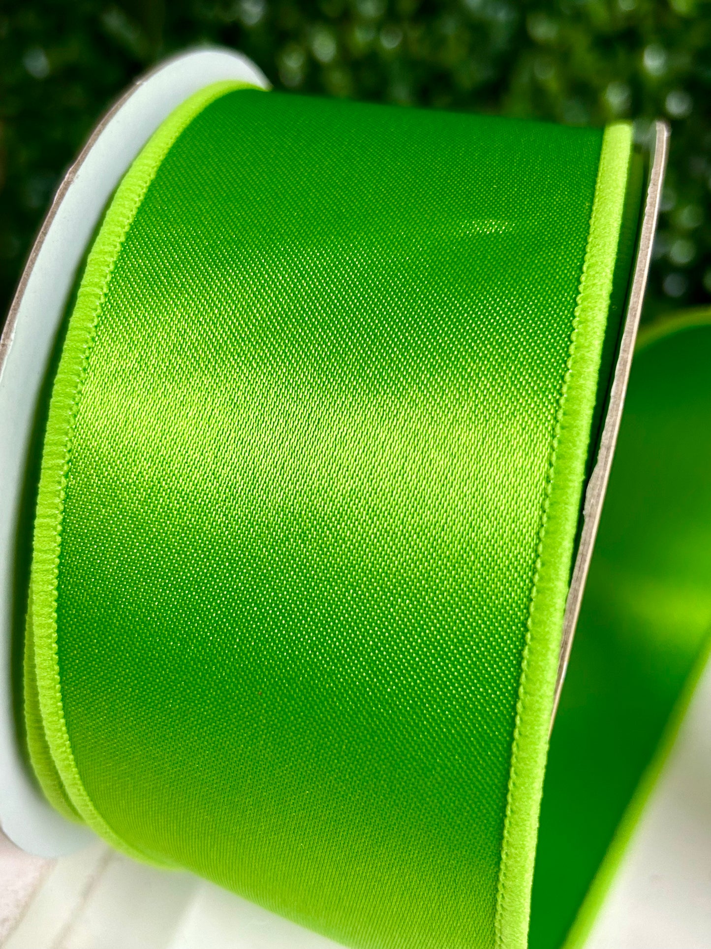 2.5 Inch By 10 Yards Fresh Green Satin Fused Ribbon