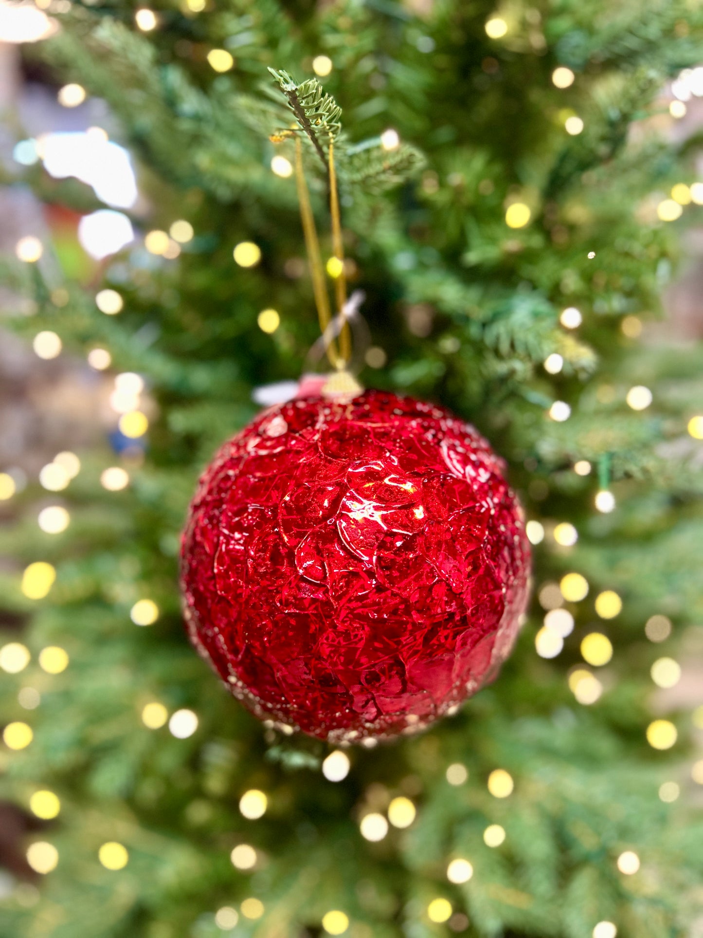 6 Inch Red Crinkle Foil Ball Ornament
