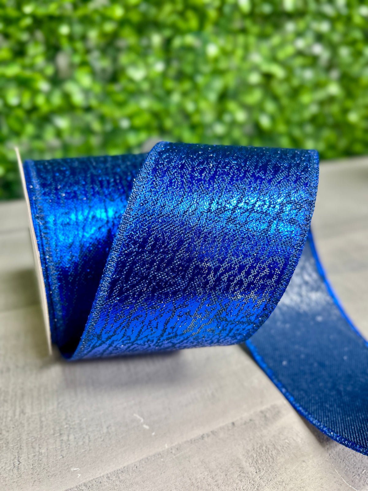 2.5 Inch By 10 Yard Dark Blue Crackle Metallic Ribbon