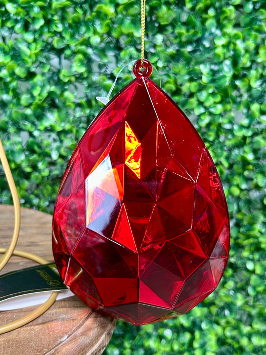 6 Inch Red Acrylic Rain Drop Diamond Ornament