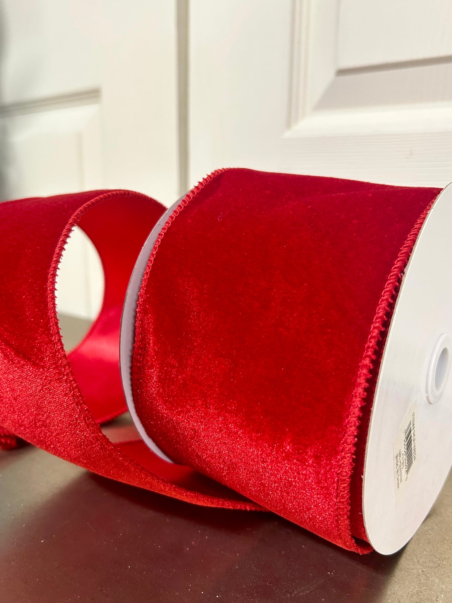 4 Inch By 10 Yard Red Deluxe Velvet With Satin Backing