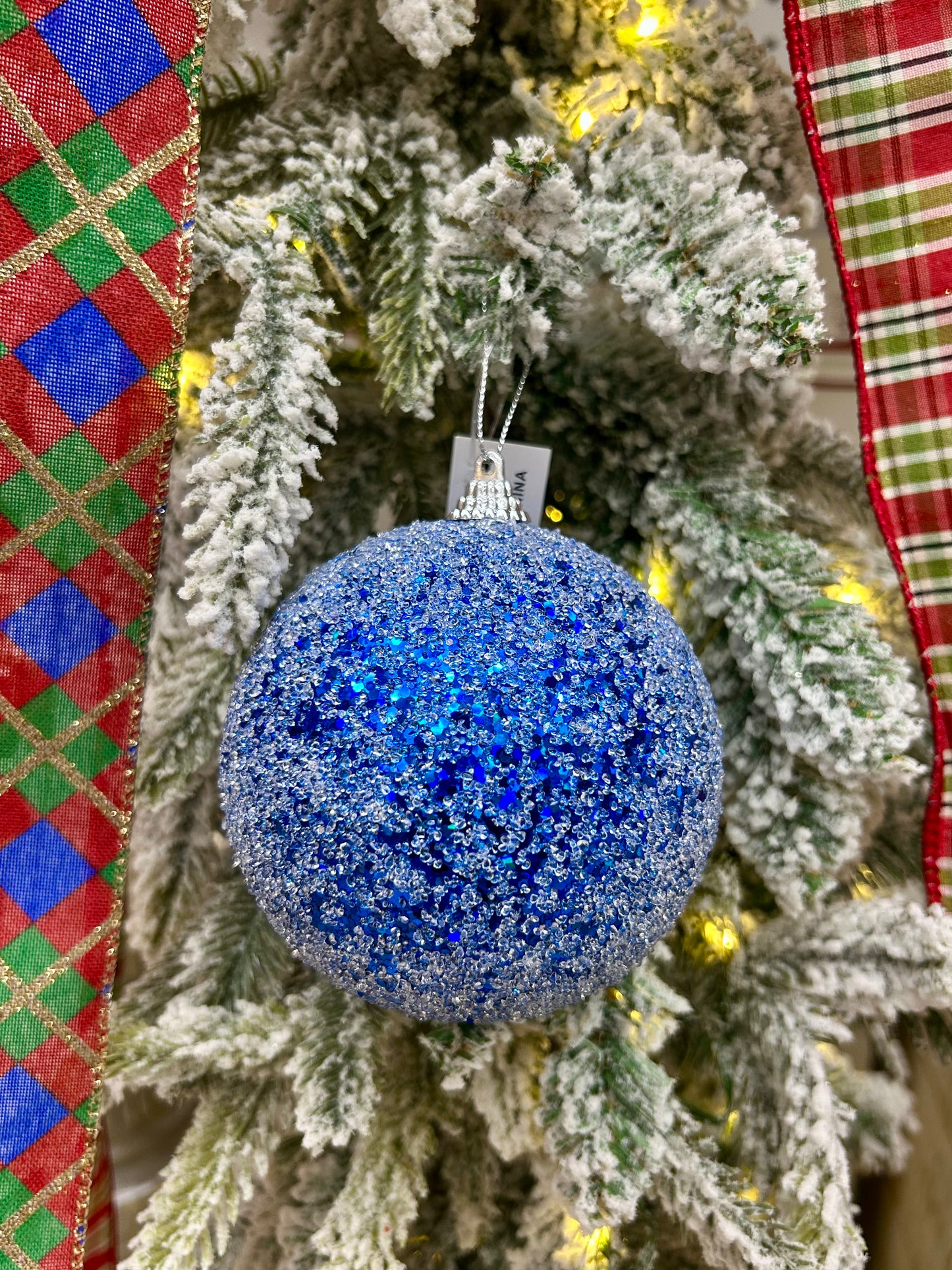 4 Inch Royal Blue Sequin Ball Ornament