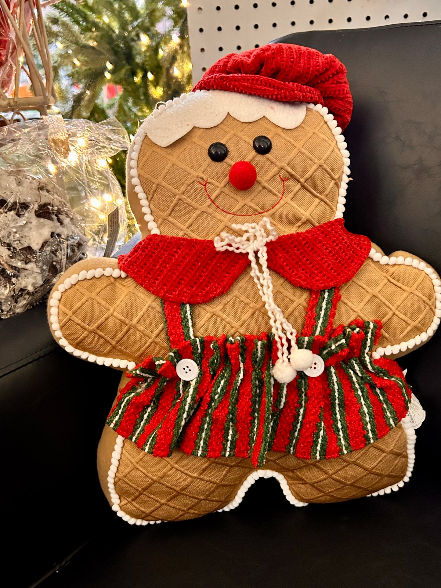 18 Inch Fabric Holiday Gingerbread Man Cushion Two Assorted