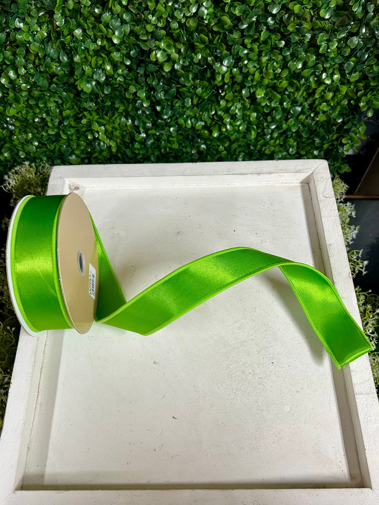 1.5 Inch By 10 Yard Fresh Green Satin Fused Ribbon