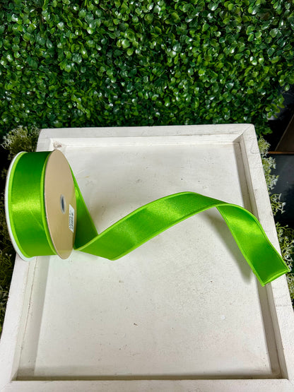 1.5 Inch By 10 Yard Fresh Green Satin Fused Ribbon