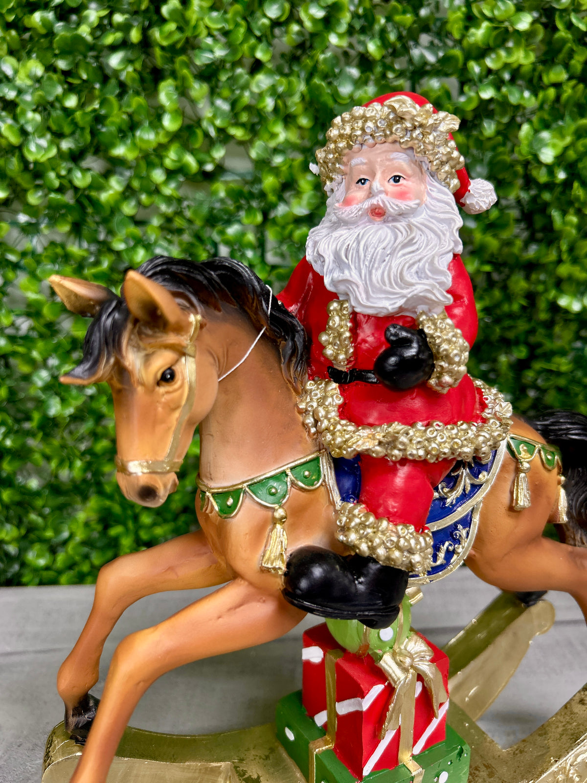 11 Inch Resin Holiday Santa Riding On Deer And Horse Two Styles