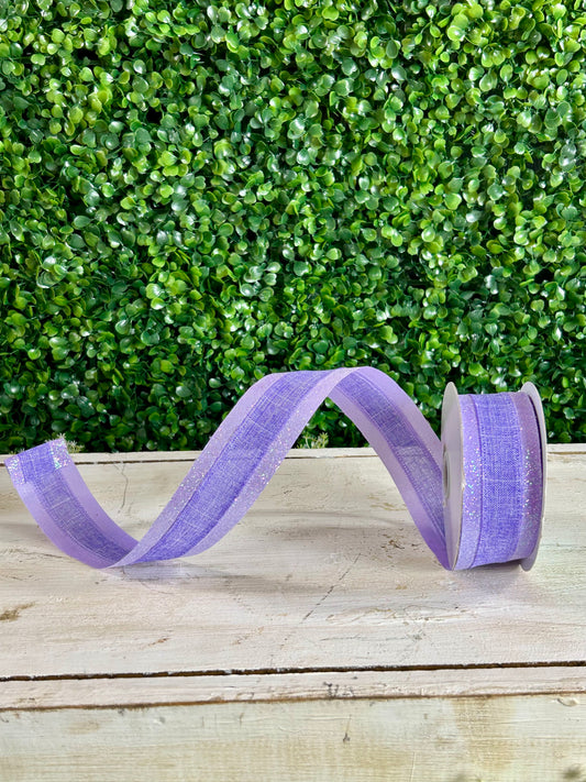 1.5 Inch By 10 Yard Lavender Iridescent Royal Burlap Glitter Ribbon