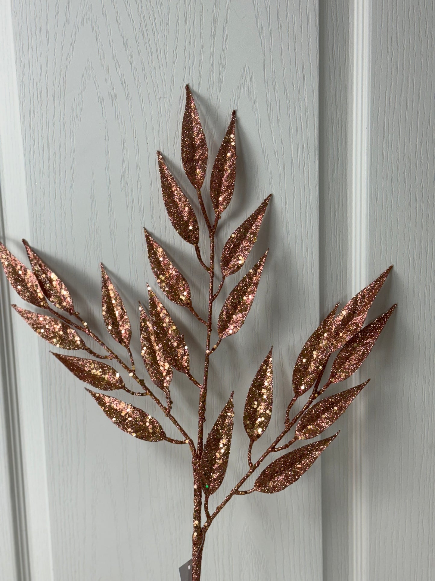 28 Inch Blush Pink Glitter Leaf Spray