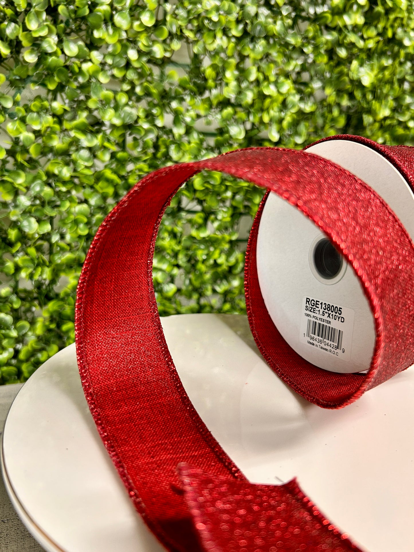 1.5 Inch By 10 Yard Burgundy Fine Glitter On Royal Ribbon
