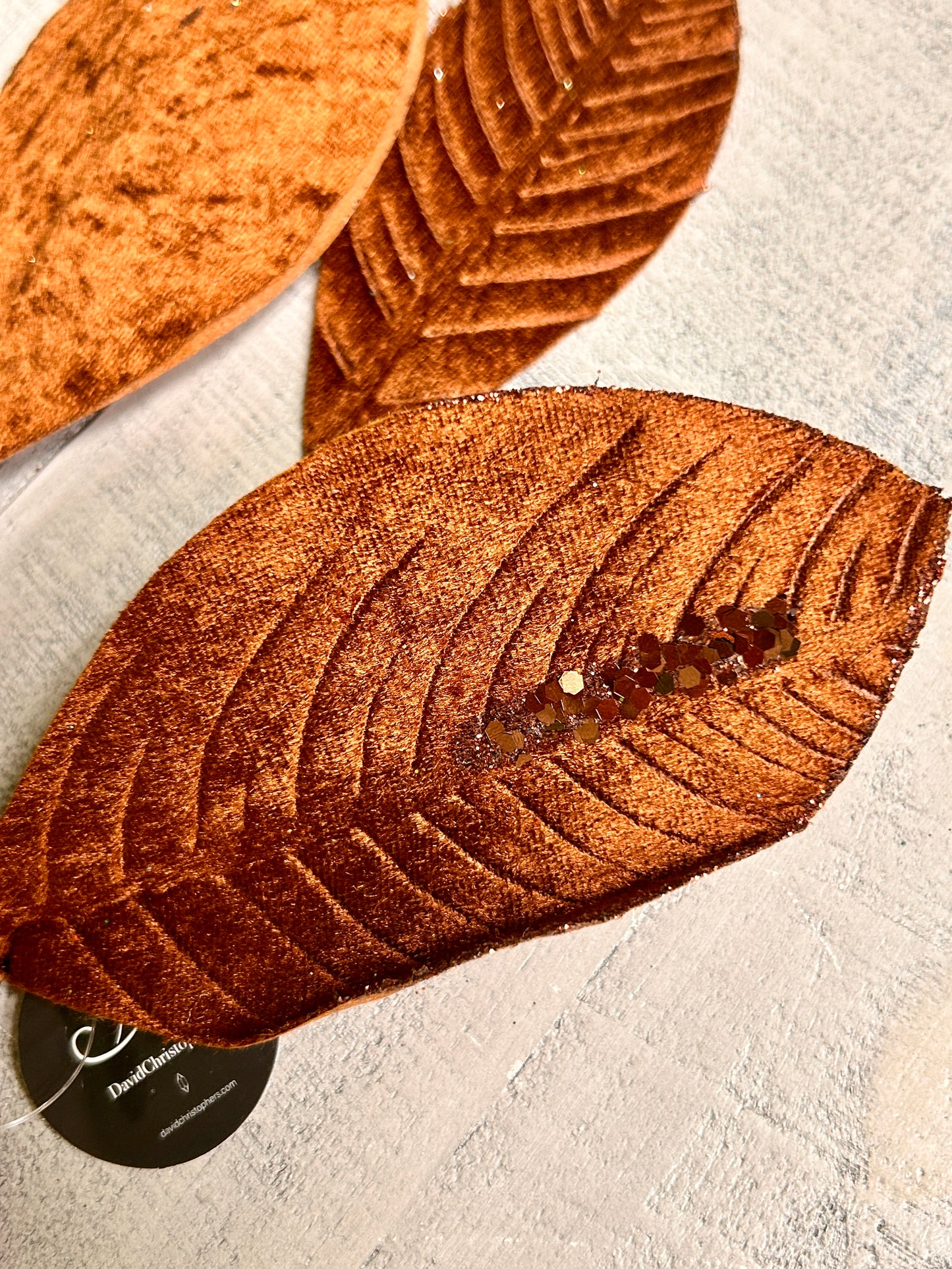 26 Inch Brown Velvet Sequin Magnolia Leaf Spray