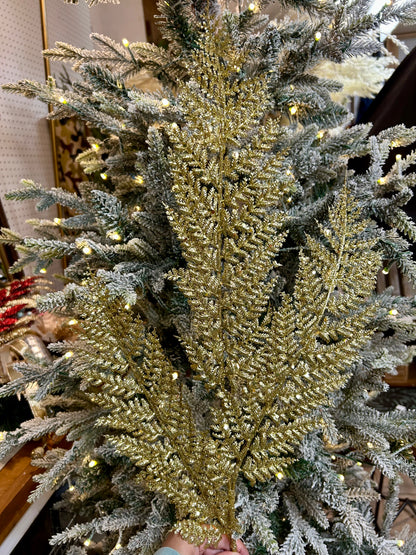 32 Inch Gold Shimmery Glitter Fern Spray