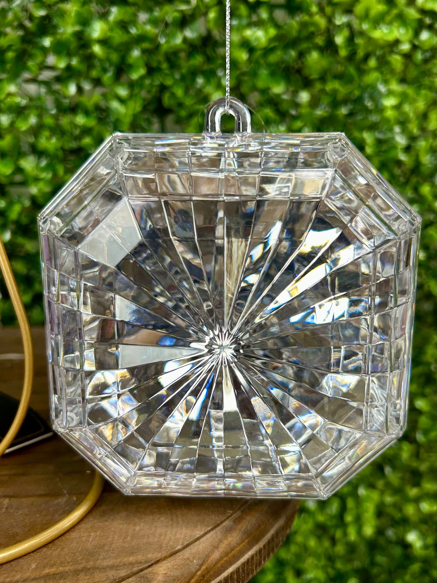 5 Inch Silver Acrylic Square Diamond Ornament