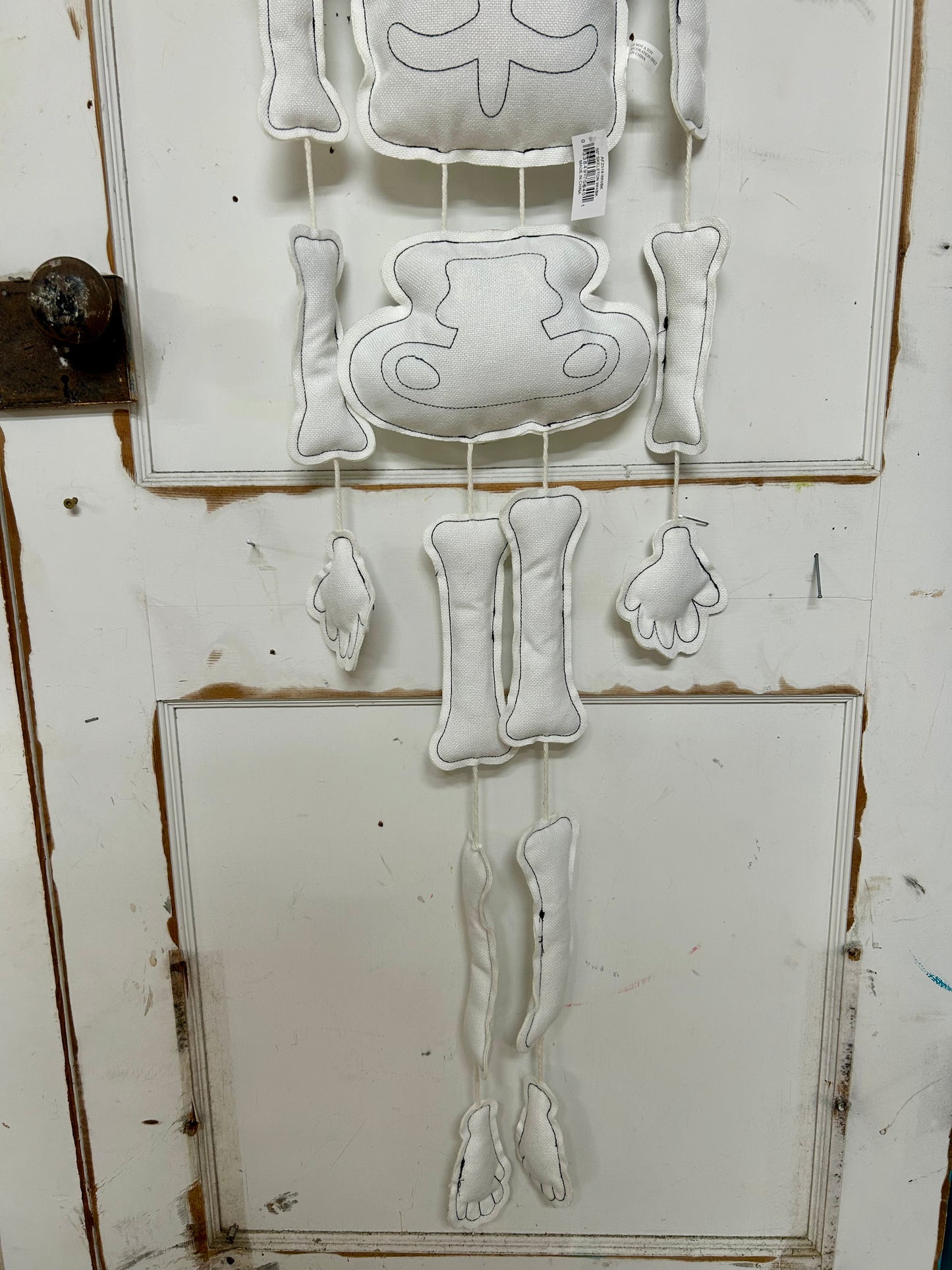 50 Inch Black And White Plush Hanging Skeleton