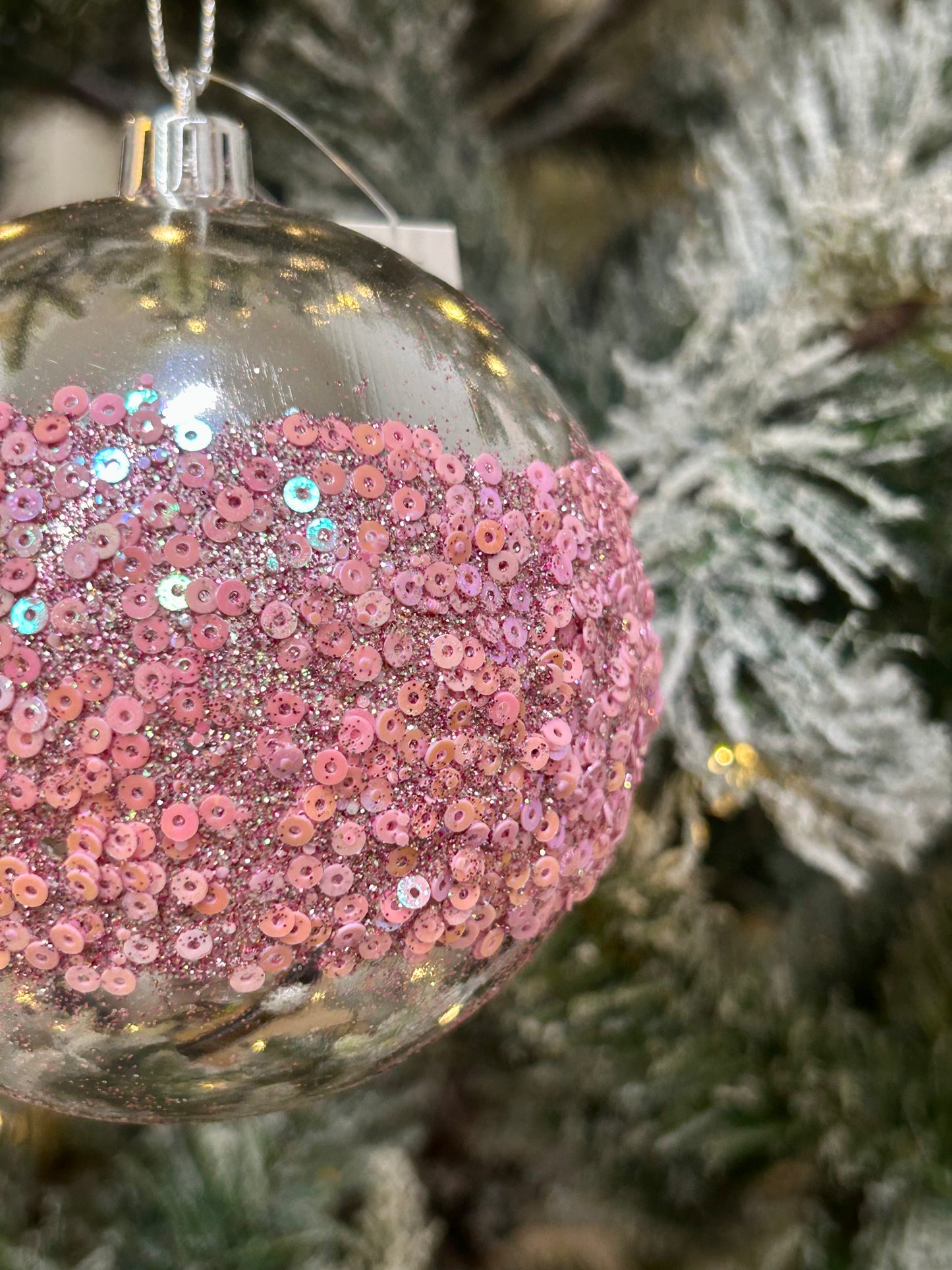 4 Inch Pink Sequin Ball Ornament
