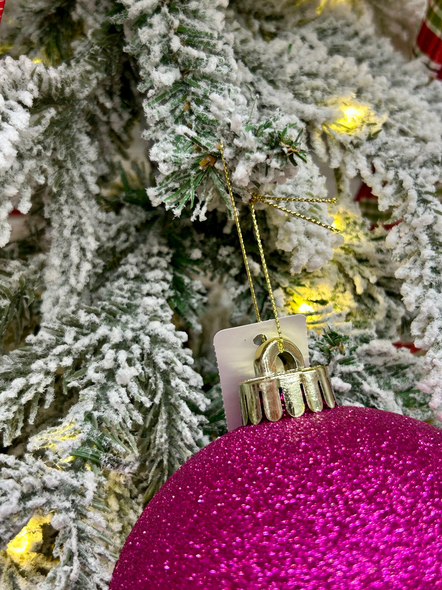 5 Inch Hot Pink Glittered Ball Ornament